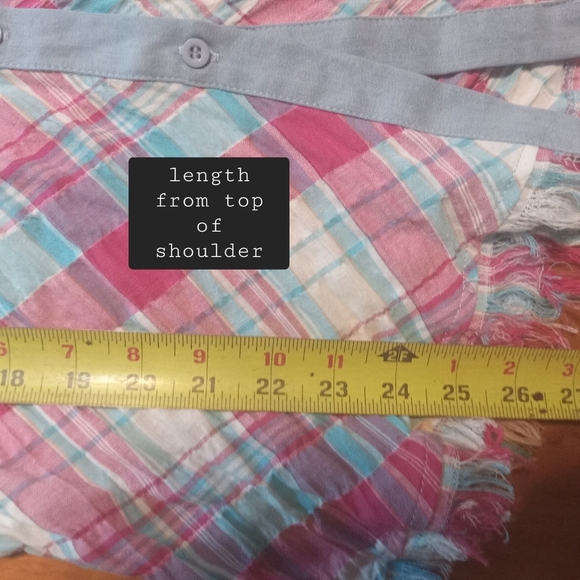 Savanna Jane Pink Blue Button Down Shirt Plaid Embroidered Back Small Western - Picture 7 of 7